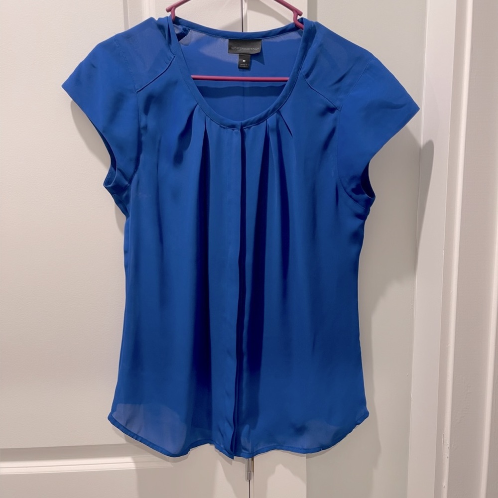 Blue Button up Dress Blouse